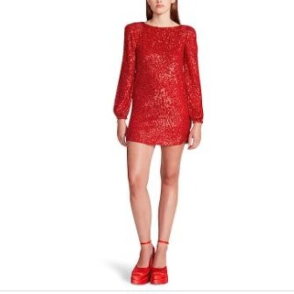 Steve Madden x BB Dakota Women's Delorean Mini Dress Red Sequin Dress Size Small - Picture 1 of 12